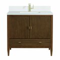 James Martin Vanities 36'' Vanity, Mid Century Walnut w/ Single Hole 3 CM White Zeus Quartz Top & Backsplash 485-V36-WLT-1WZ